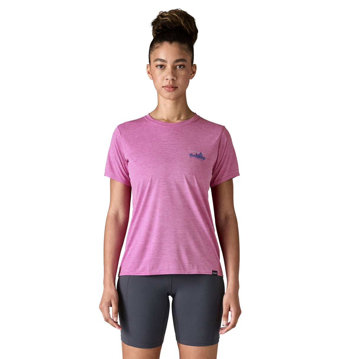 Patagonia Women's Cap Cool Daily Graphic T-Shirt 73 Skyline/Brisk Purple X-Dye / X-Small-73 Skyline/Brisk Purple X-Dye / Small-73 Skyline/Brisk Purple X-Dye / Medium-73 Skyline/Brisk Purple X-Dye / Large-73 Skyline/Brisk Purple X-Dye / X-Large #- 53 Degrees North 