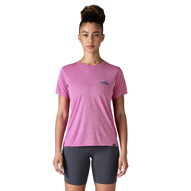 Patagonia Women's Cap Cool Daily Graphic T-Shirt 73 Skyline/Brisk Purple X-Dye / X-Small-73 Skyline/Brisk Purple X-Dye / Small-73 Skyline/Brisk Purple X-Dye / Medium-73 Skyline/Brisk Purple X-Dye / Large-73 Skyline/Brisk Purple X-Dye / X-Large #- 53 Degrees North 