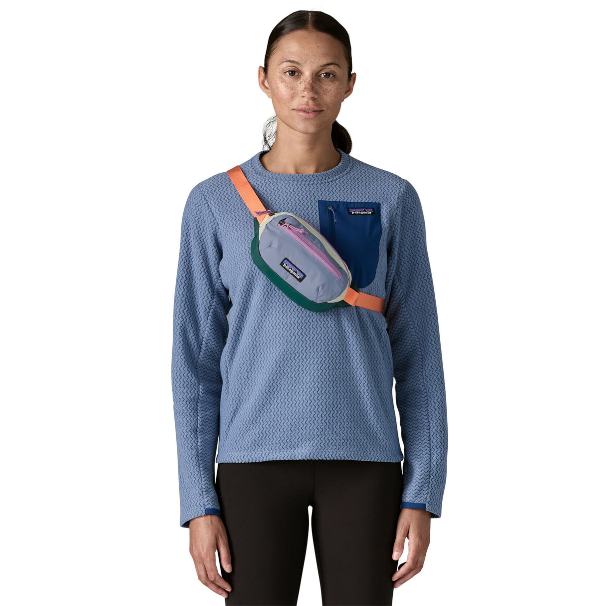 Patagonia Terravia Mini Hip Pack Patchwork/Barnacle Blue-Dried Vanilla-Patchwork/Noble Grey-Luminous Pink-Smolder Blue #- 53 Degrees North 