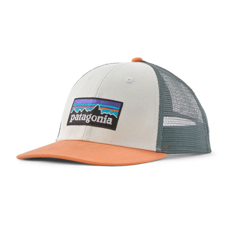 Patagonia P-6 Logo LoPro Trucker Hat Forge Grey-White/Peach Sherbet-Birch White-Barnacle Blue-Black #- 53 Degrees North 