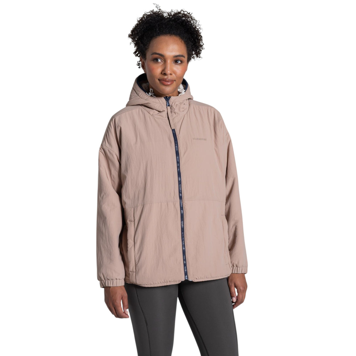 Craghoppers Women's Longlands Reversible Hooded Jacket Ecru/Warm Beige / X-Small-Ecru/Warm Beige / Small-Ecru/Warm Beige / Medium-Ecru/Warm Beige / Large-Ecru/Warm Beige / X-Large #- 53 Degrees North 