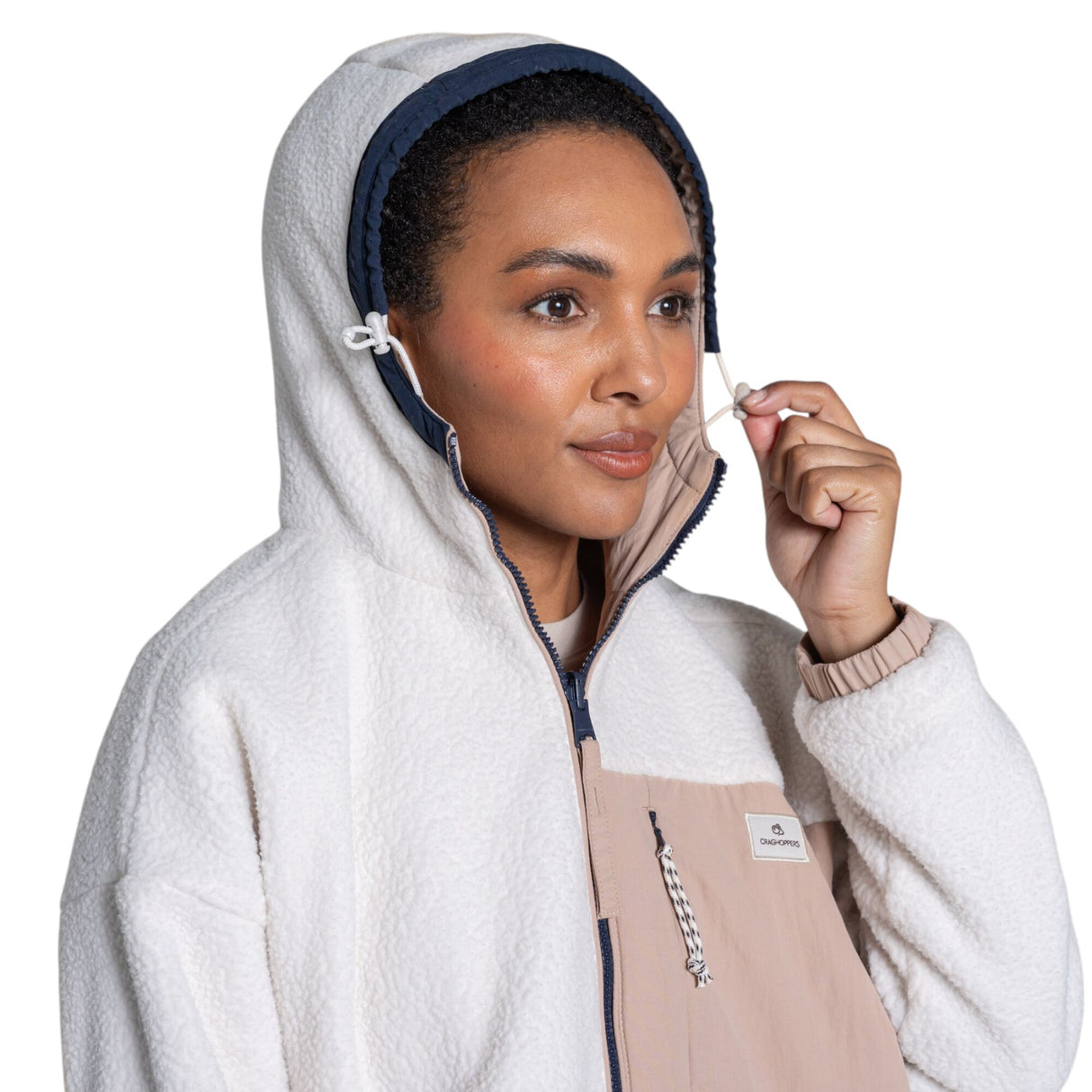 Craghoppers Women's Longlands Reversible Hooded Jacket Ecru/Warm Beige / X-Small-Ecru/Warm Beige / Small-Ecru/Warm Beige / Medium-Ecru/Warm Beige / Large-Ecru/Warm Beige / X-Large #- 53 Degrees North 