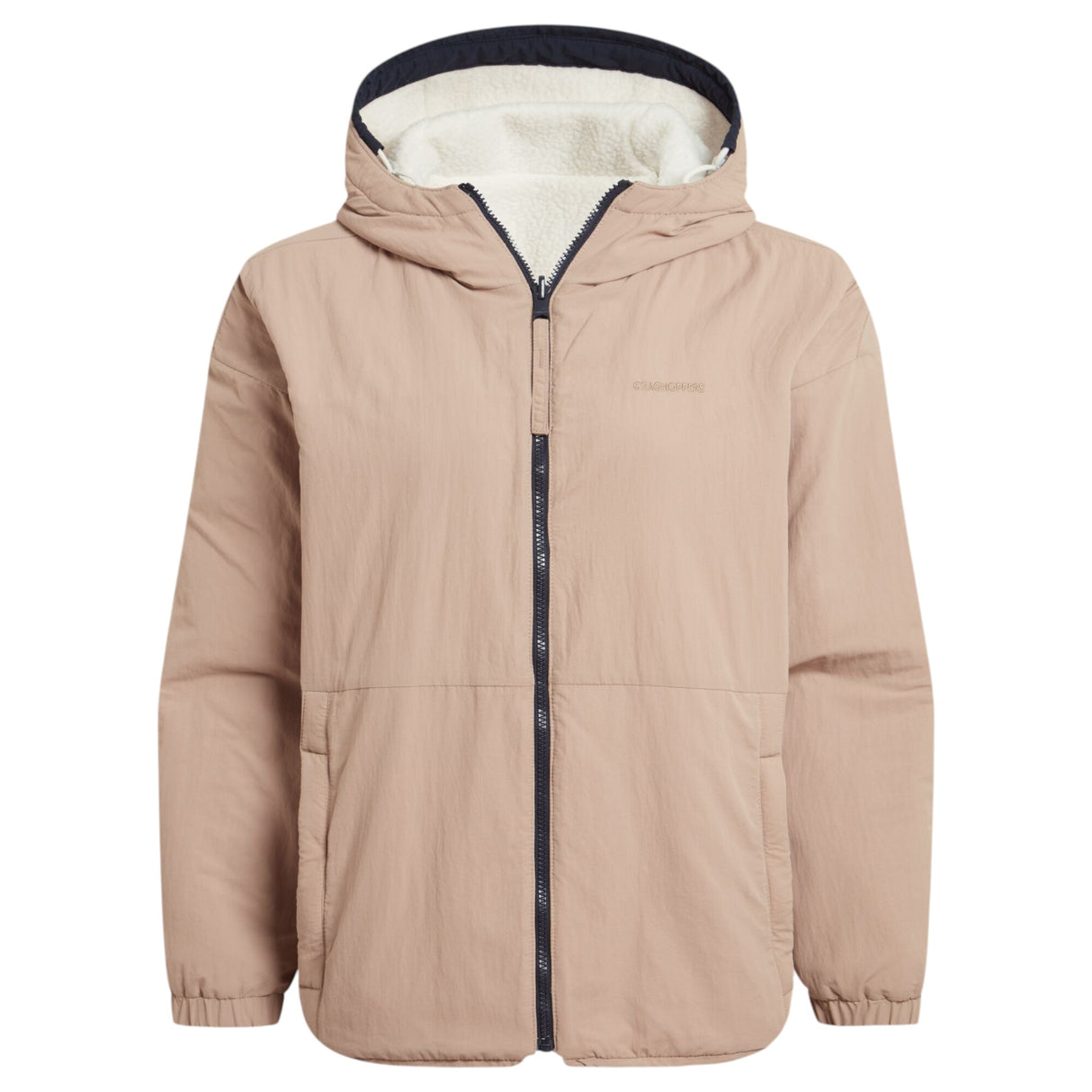 Craghoppers Women's Longlands Reversible Hooded Jacket Ecru/Warm Beige / X-Small-Ecru/Warm Beige / Small-Ecru/Warm Beige / Medium-Ecru/Warm Beige / Large-Ecru/Warm Beige / X-Large #- 53 Degrees North 