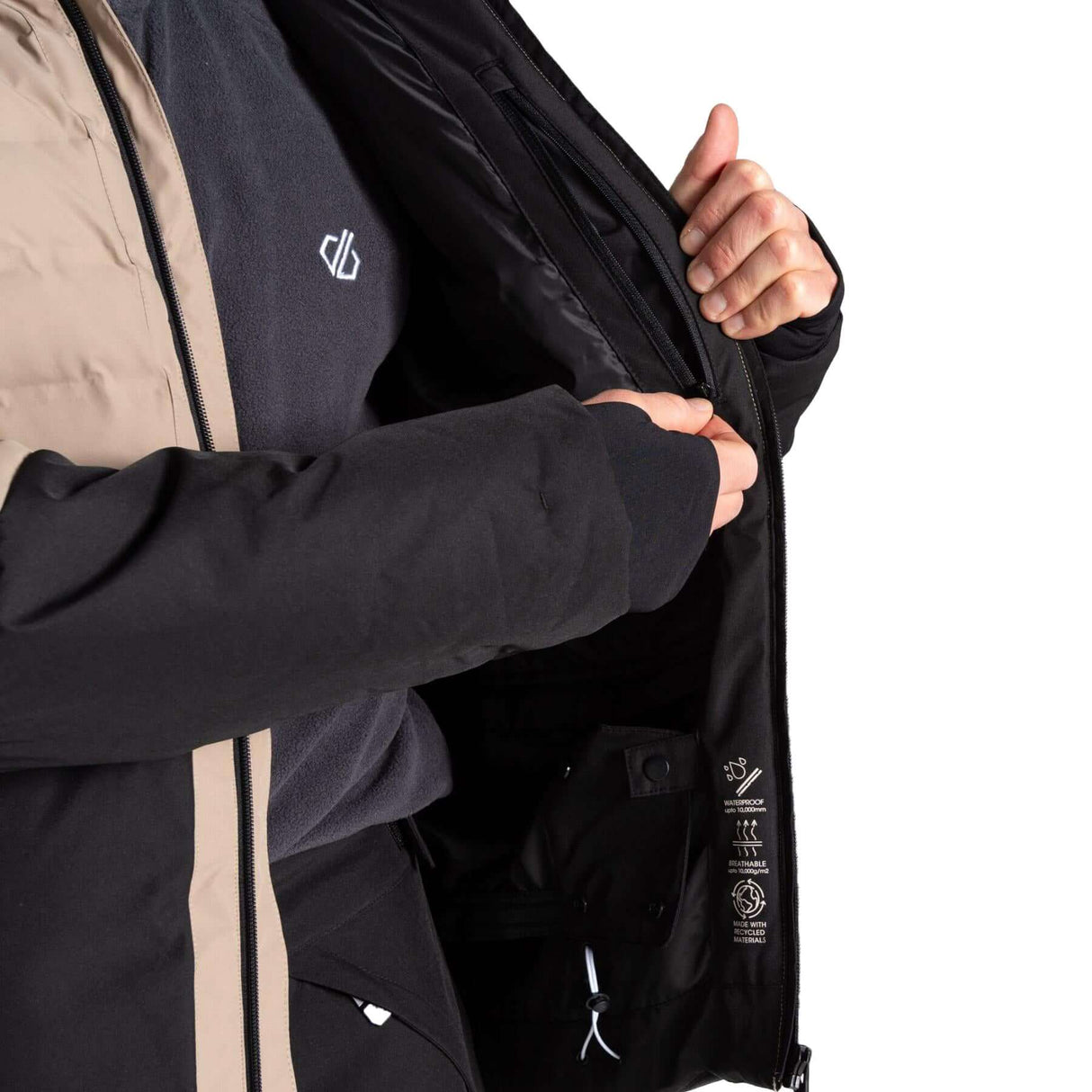 Dare 2b Men's Ollie Jacket Abbey Stone/Black / Small-Abbey Stone/Black / Medium-Abbey Stone/Black / Large-Abbey Stone/Black / X-Large-Abbey Stone/Black / XX-Large #- 53 Degrees North 