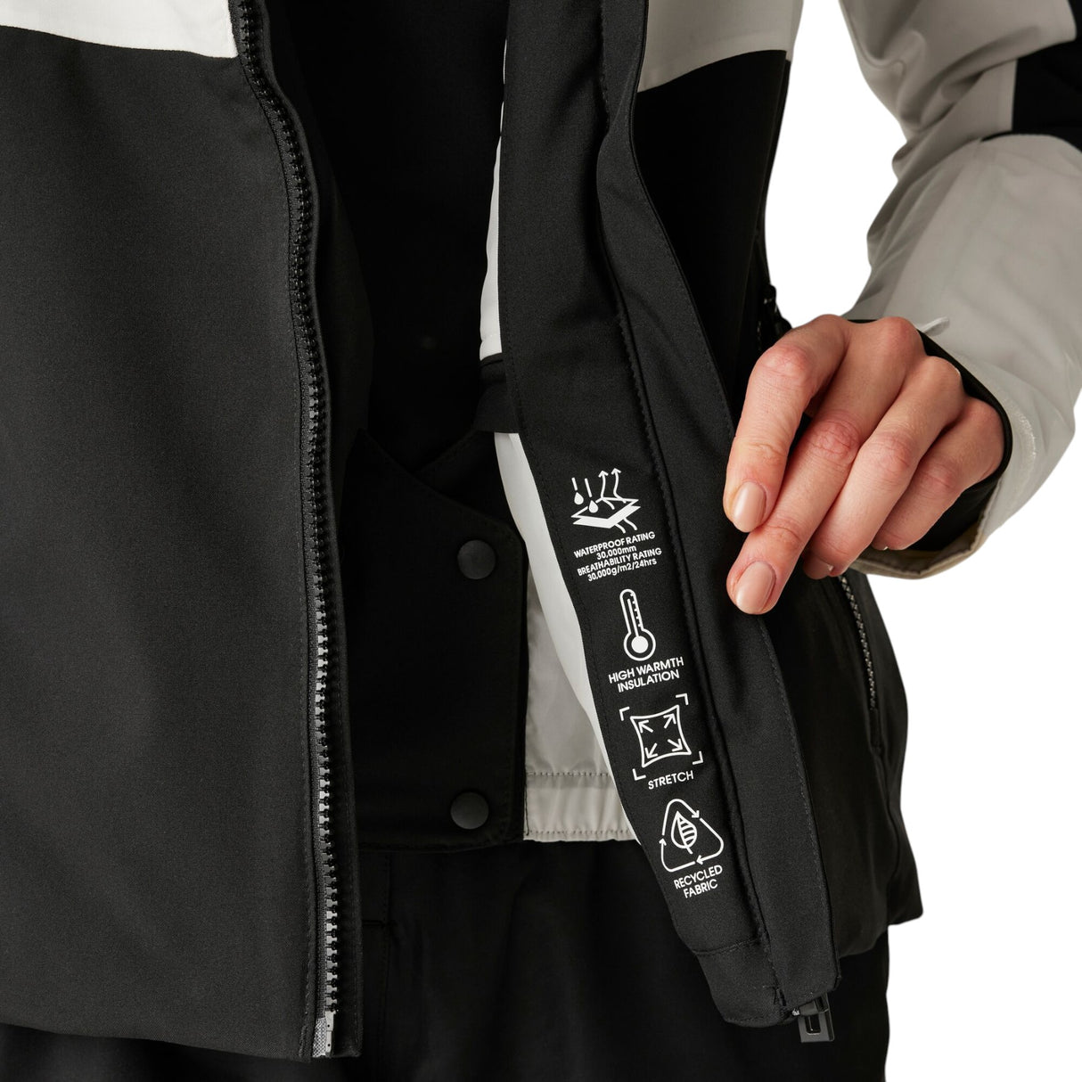 Dare 2b Women's Flurry Jacket Egret/Black / X-Small-Egret/Black / Small-Egret/Black / Medium-Egret/Black / Large-Egret/Black / X-Large #- 53 Degrees North 