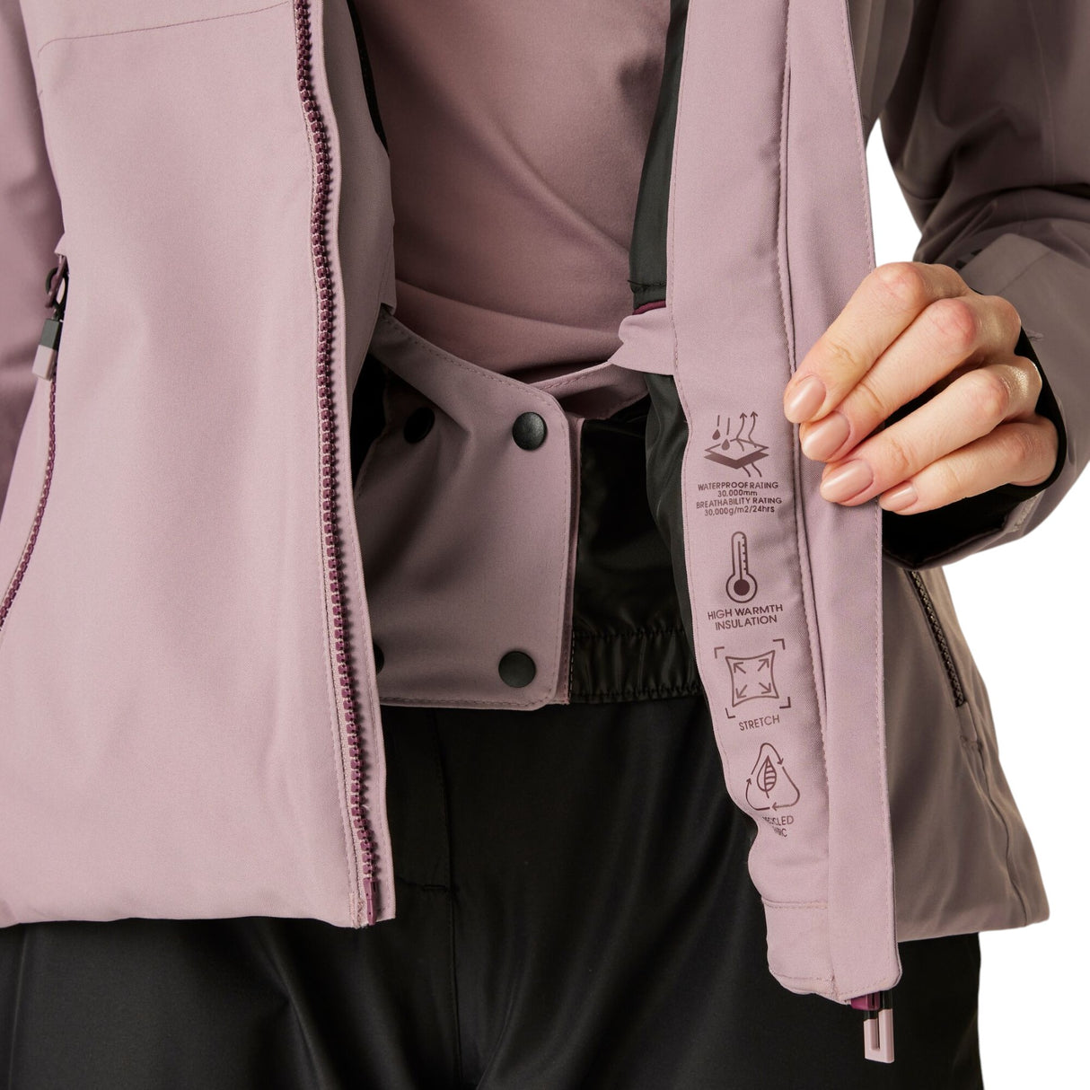 Dare 2b Women's Flurry Jacket Egret/Black / X-Small-Egret/Black / Small-Egret/Black / Medium-Egret/Black / Large-Egret/Black / X-Large #- 53 Degrees North 