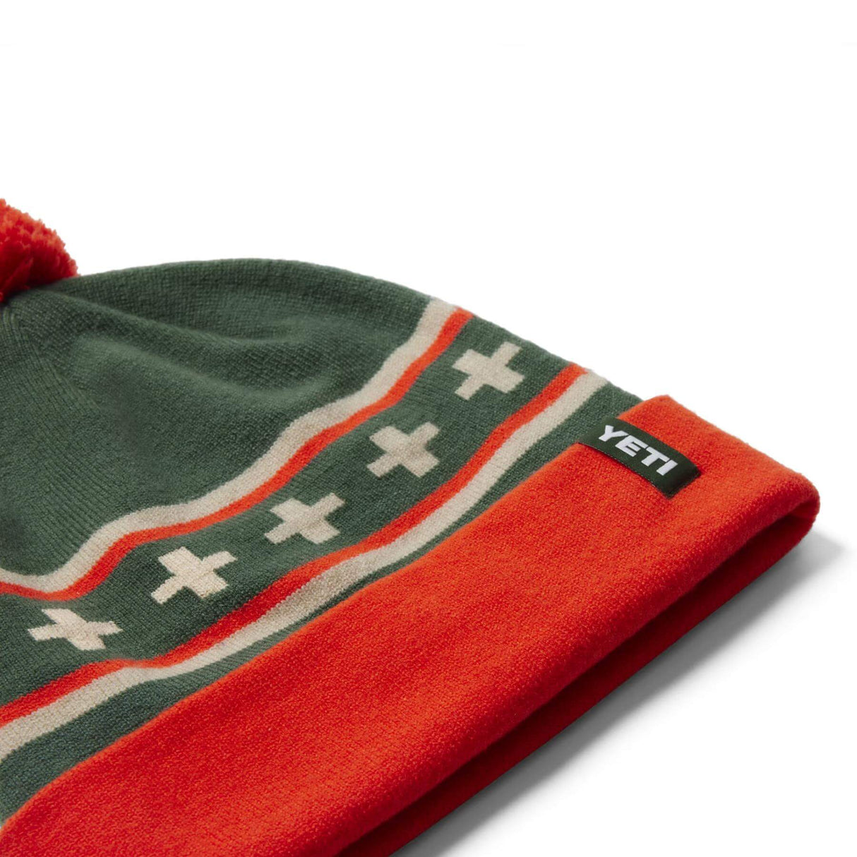 YETI Pom Beanie Green/Orange-White/Orange - 53 Degrees North 