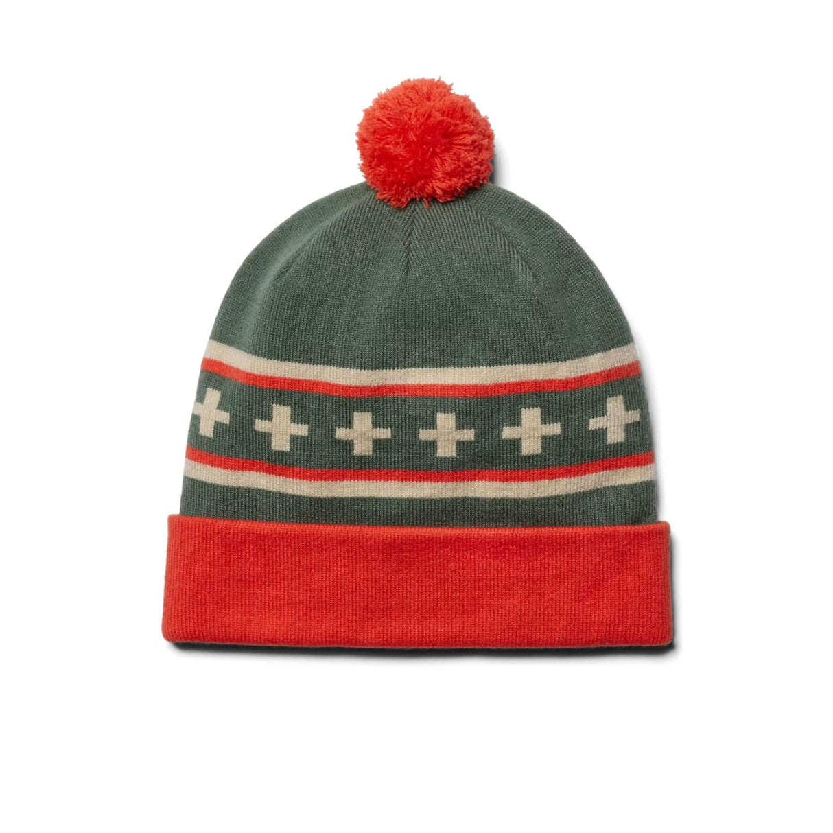 YETI Pom Beanie Green/Orange-White/Orange - 53 Degrees North 