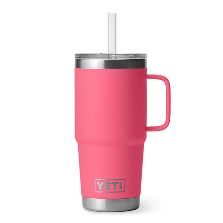YETI Rambler 25 oz (710 ml) Mug with Straw Lid Tropical Pink-Cherry Blossom-White-Navy-Charcoal - 53 Degrees North 
