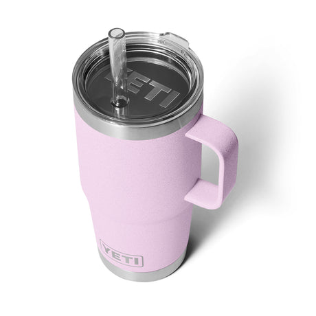 YETI Rambler 25 oz (710 ml) Mug with Straw Lid Tropical Pink-Cherry Blossom-White-Navy-Charcoal - 53 Degrees North 