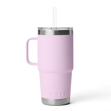 YETI Rambler 25 oz (710 ml) Mug with Straw Lid Tropical Pink-Cherry Blossom-White-Navy-Charcoal - 53 Degrees North 