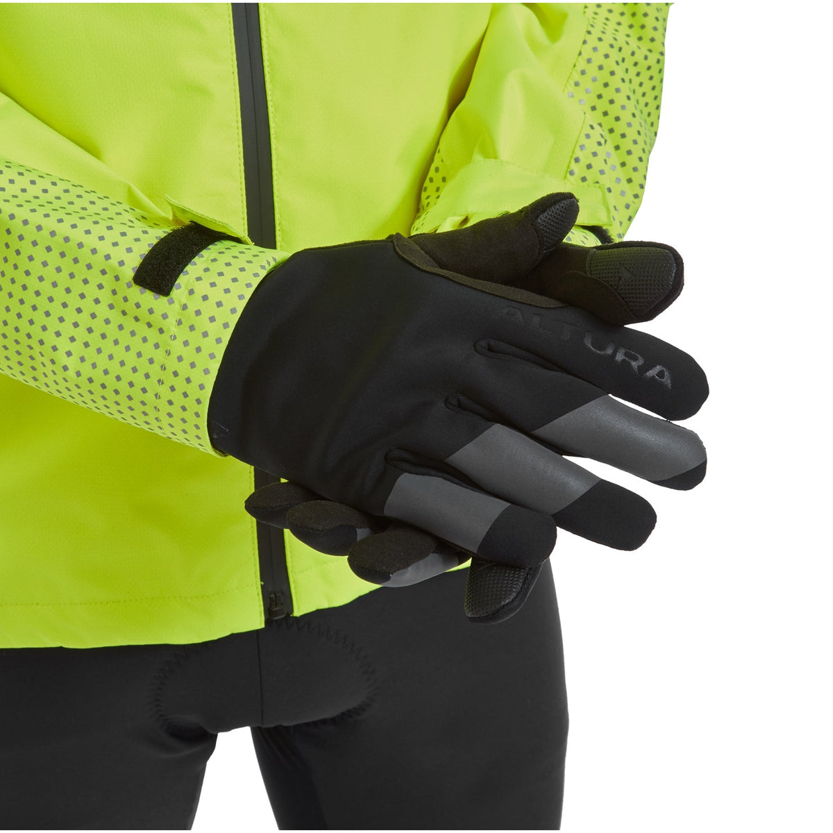 Altura NightVision Windproof Gloves Black worn - 53 Degrees North