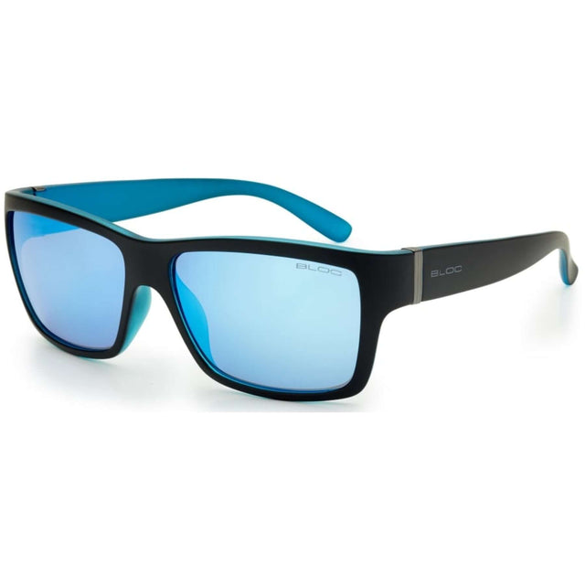 Bloc Riser Blue Mirror Sunglasses Matt Black With Blue #- 53 Degrees North 