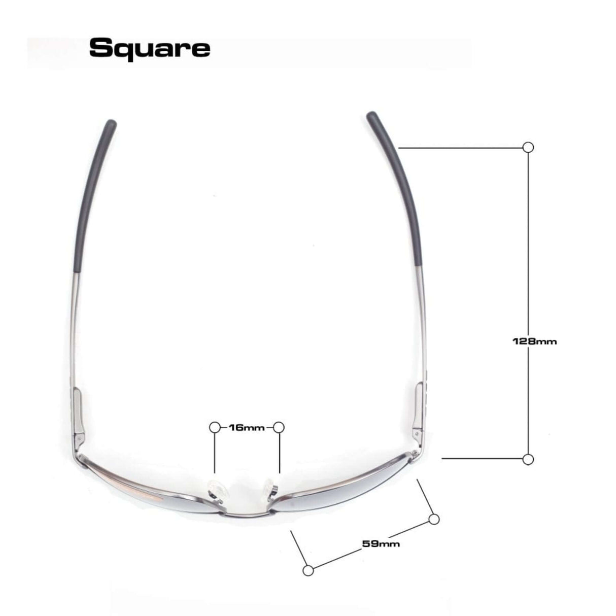 Bloc Square Polarised Grey Sunglasses Gun #- 53 Degrees North 