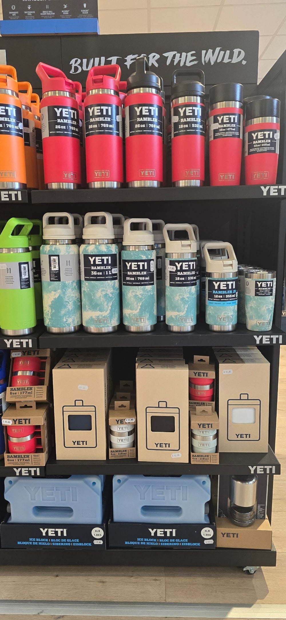 YETI Rambler bottles, mugs and ice blocks at 53 Degrees North Carrickmines