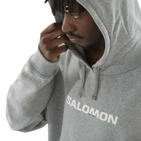 Salomon Men's Salomon Logo Performance Hoodie Heather Grey / Small-Heather Grey / Medium-Heather Grey / Large-Heather Grey / X-Large-Surf the Web / Small #- 53 Degrees North 