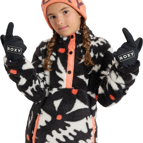 Roxy Girls' Alabama Fleece True Black Big Flower / Age 7-8-True Black Big Flower / Age 9-10-True Black Big Flower / Age 11-12-True Black Big Flower / Age 13-14-True Black Big Flower / Age 15-16 #- 53 Degrees North 