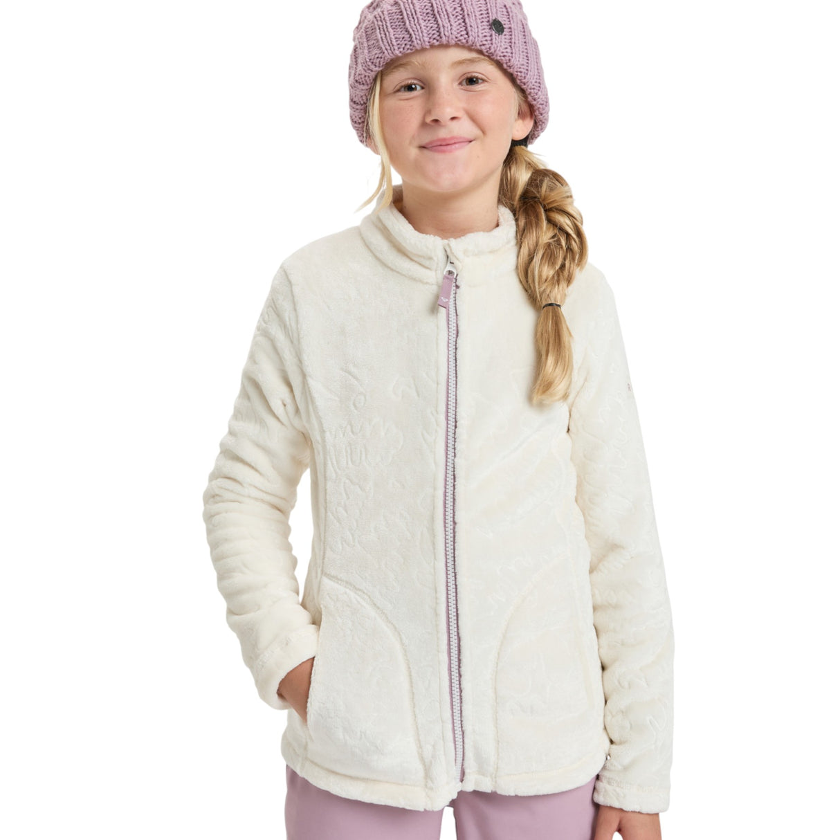 Roxy Girls' Igloo Fleece Whisper White Big Flower Emboss / Age 7-8-Whisper White Big Flower Emboss / Age 9-10-Whisper White Big Flower Emboss / Age 11-12-Whisper White Big Flower Emboss / Age 13-14-Whisper White Big Flower Emboss / Age 15-16 #- 53 Degrees North 