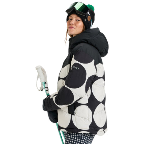Roxy Women's Alofted Puffy Ski Jacket True Black Big Dots / X-Small-True Black Big Dots / Small-True Black Big Dots / Medium-True Black Big Dots / Large #- 53 Degrees North 