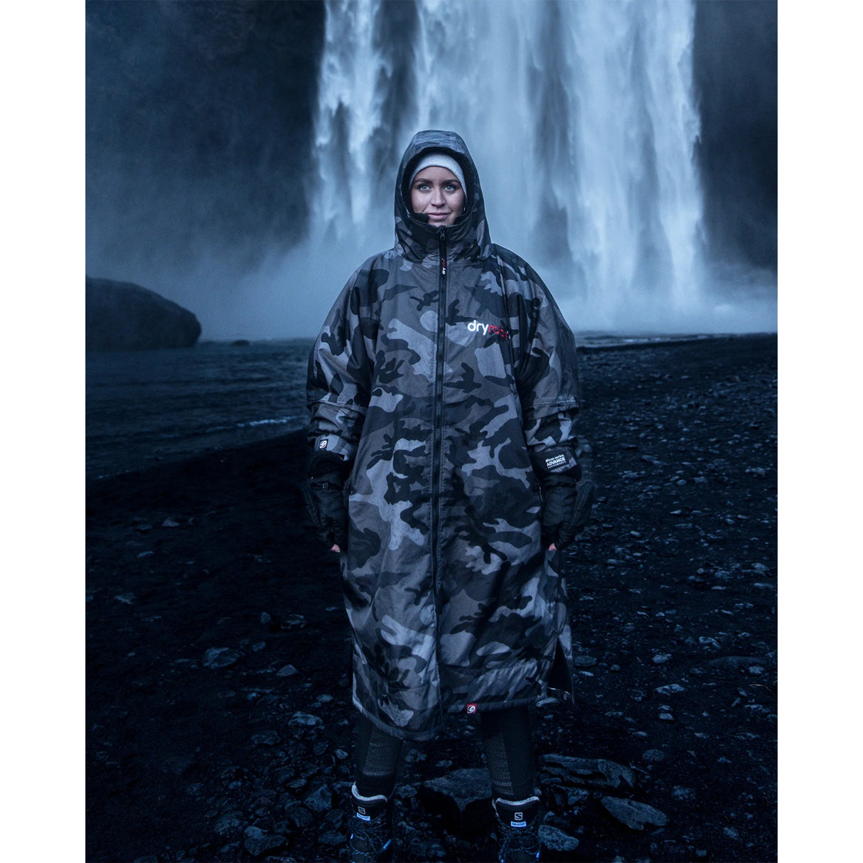 Dryrobe Advance Long Sleeve Changing Robe Black/Grey / X-Small-Black/Grey / Small-Black/Grey / Medium-Black/Grey / Large-Black/Camo Black / Small #- 53 Degrees North 