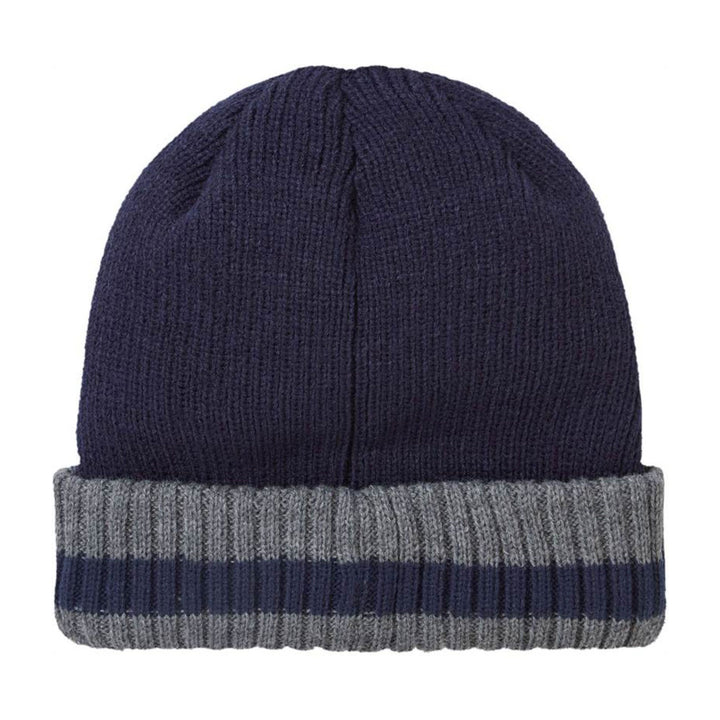 Seal Skinz Holkham Waterproof Cold Weather Striped Roll Cuff Beanie #color_navy-beige-blue