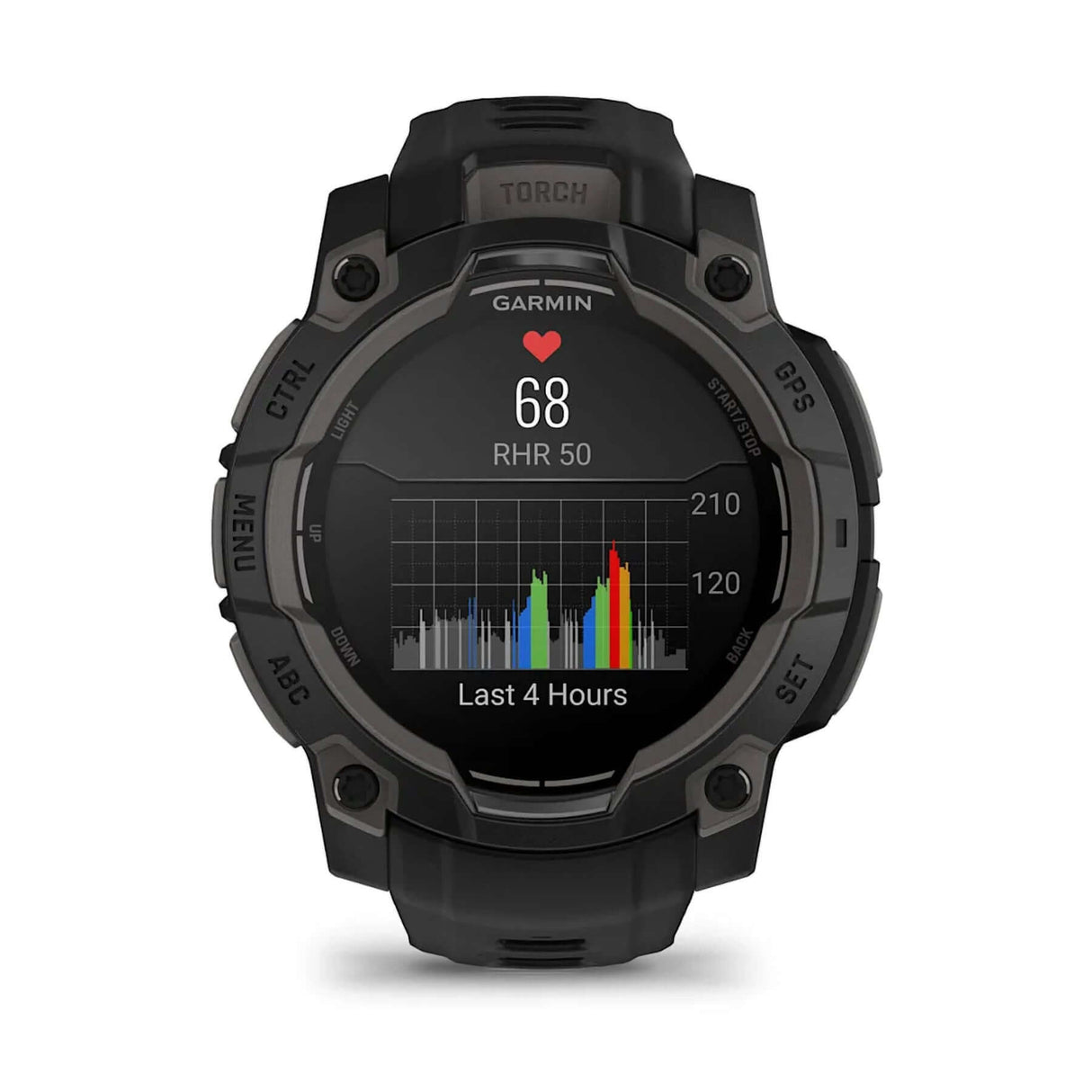Garmin Instinct 3 - 45mm AMOLED Smartwatch Black-Neo Tropic #- 53 Degrees North 
