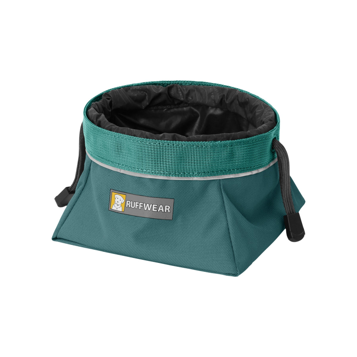 Ruffwear Quencher Cinch Top Packable Dog Bowl Tumalo Teal open - 53 Degrees North