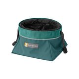 Ruffwear Quencher Cinch Top Packable Dog Bowl Tumalo Teal open - 53 Degrees North