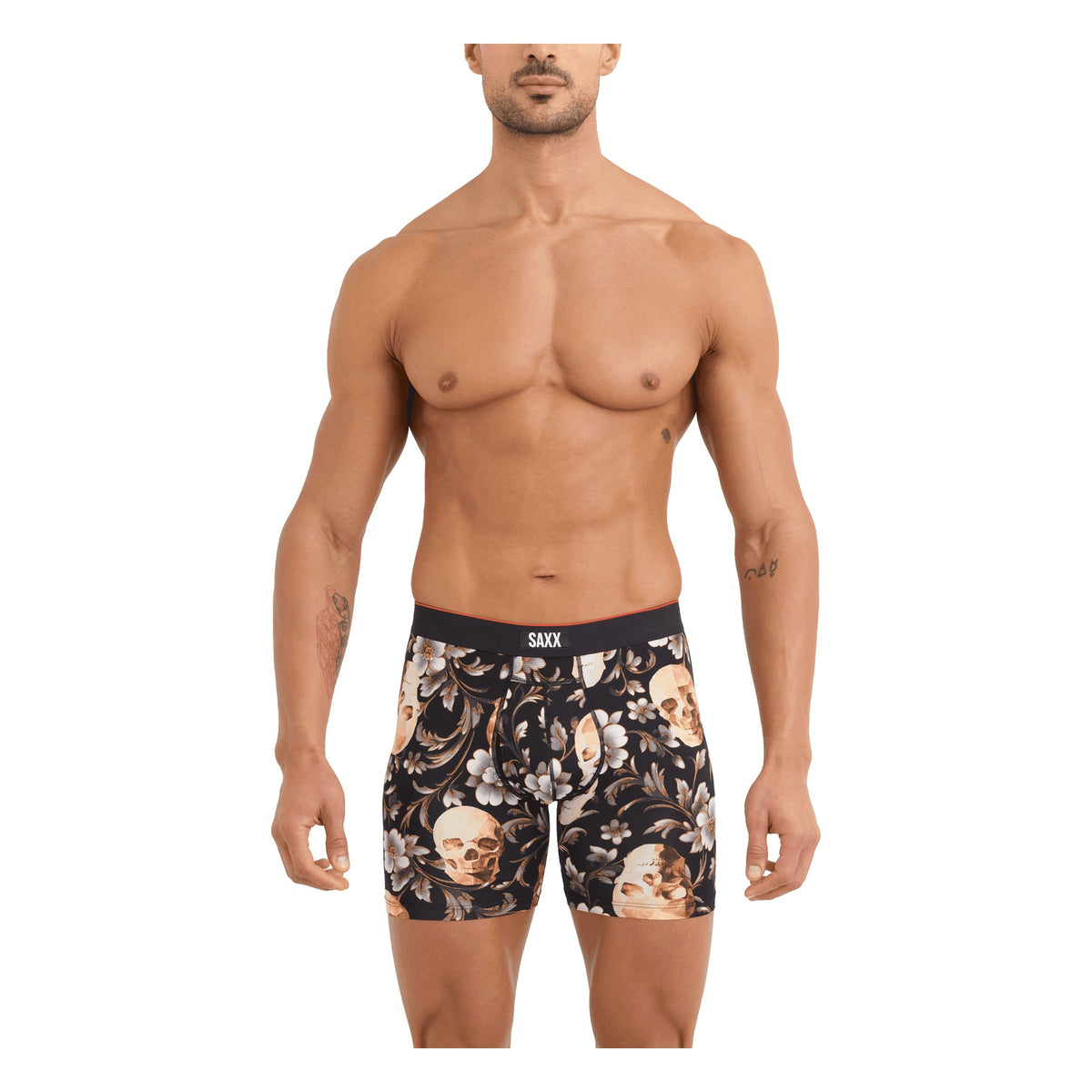 SAXX Men's Multi-Sport Mesh Boxer Briefs Gold Skull/Black - 53 Degrees North