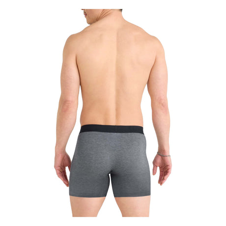 SAXX Men's Vibe Xtra Boxer Briefs Dark Grey Heather on model, back - 53 Degrees North