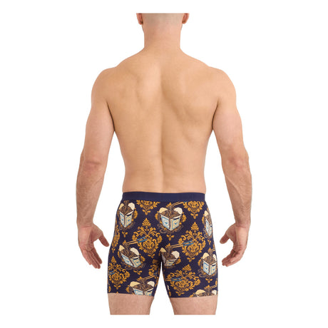 SAXX Men's Vibe Xtra Boxer Briefs Gold Chain/Maritime on model, back - 53 Degrees North
