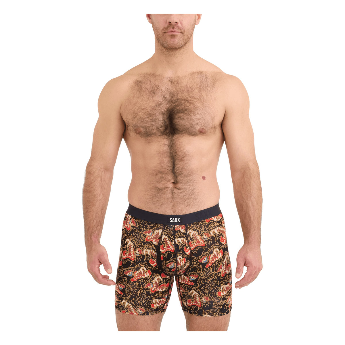 SAXX Men's Vibe Xtra Boxer Briefs Howl/Black on model, front - 53 Degrees North