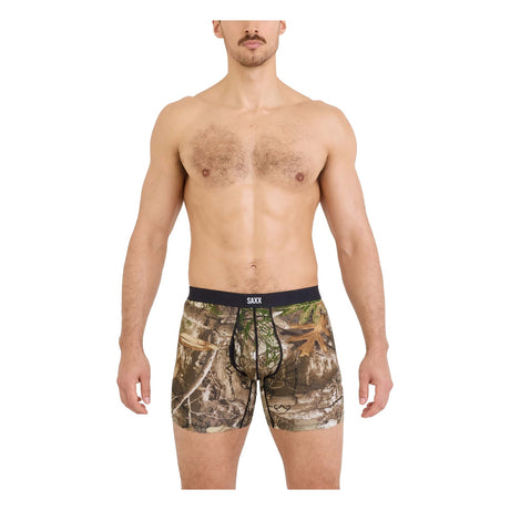 SAXX Men's Vibe Xtra Boxer Briefs Realtree Edge/Multi on model, front - 53 Degrees North