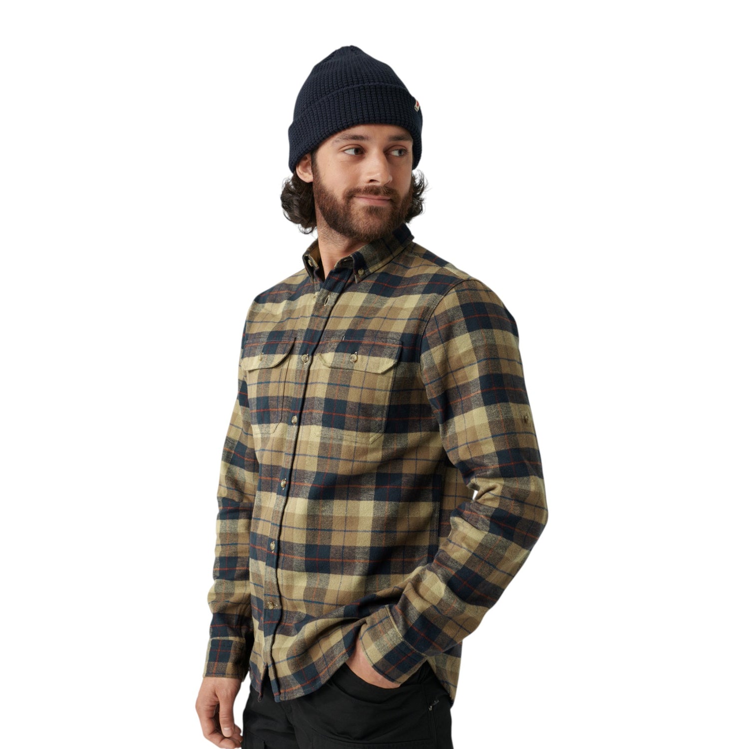 Fjällräven Men's Singi Heavy Flannel Shirt Dark Sand/Dark Navy / Small-Dark Sand/Dark Navy / Medium-Dark Sand/Dark Navy / Large-Dark Sand/Dark Navy / X-Large #- 53 Degrees North 