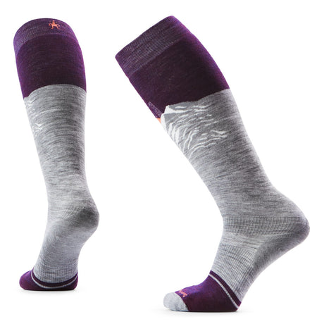 Smartwool Women's Snowboard Targeted Cushion Valley Sunset Pattern Over the Calf Socks Light Gray / Small (UK 2-4.5)-Light Gray / Medium (UK 5-7.5) #- 53 Degrees North 