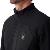 Spyder Men's Bandit Half Zip Jacket Black, on model, close-up - 53 Degrees North