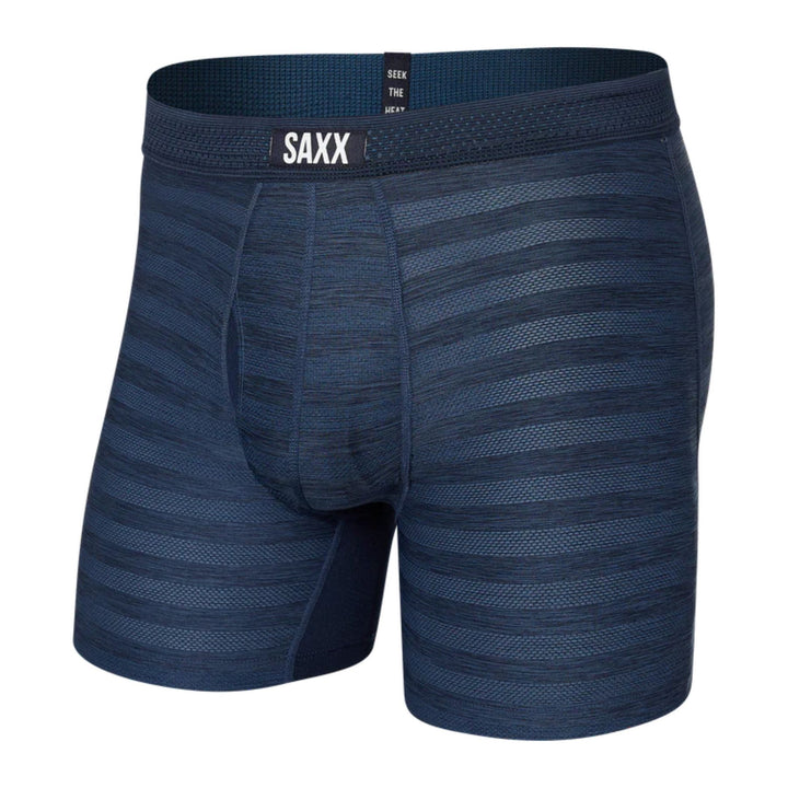 Saxx Men's Droptemp Cooling Mesh Boxer Brief Fly #color_dark-denim-heather