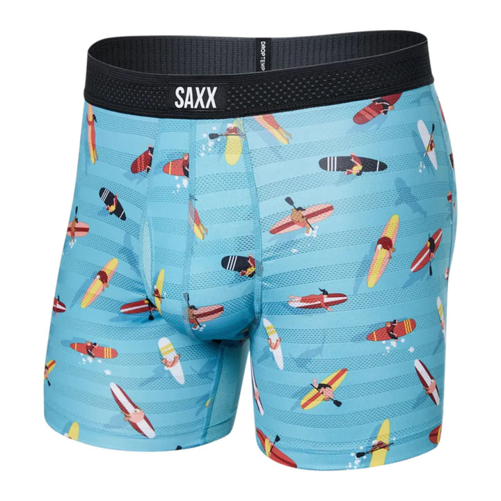 Saxx Men's Droptemp Cooling Mesh Boxer Brief Fly #color_paddlers-blue