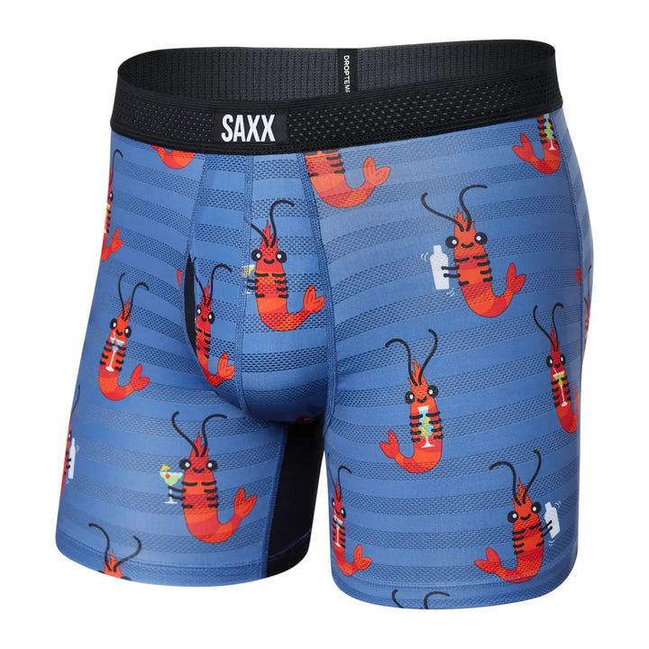Saxx Men's Droptemp Cooling Mesh Boxer Brief Fly #color_shrimp-cocktail-navy