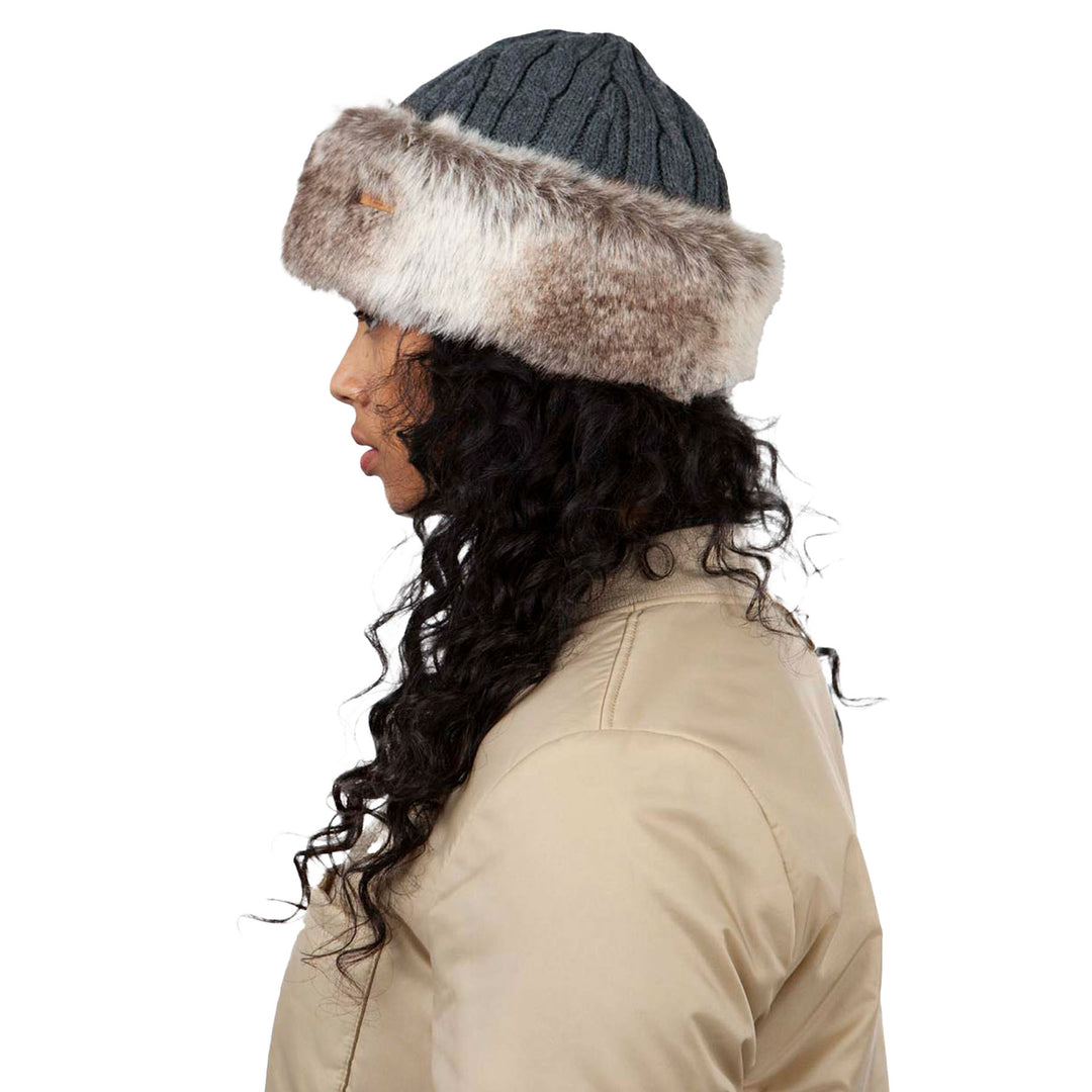 Barts Women's Warm Fur Cable Band Hat #color_heather-brown