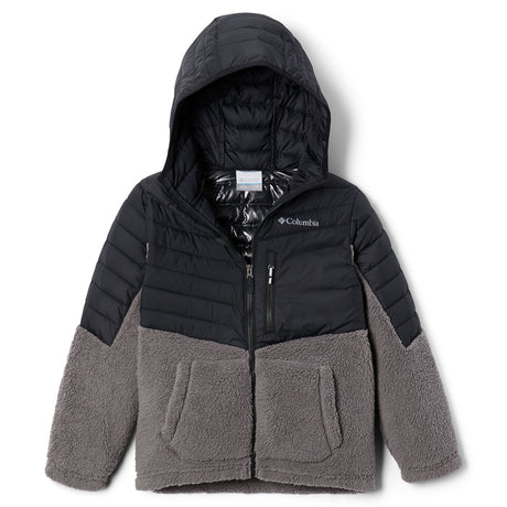 Columbia Boys' Powder Lite Novelty Hooded Jacket Black/City Grey / Age 4-5-Black/City Grey / Age 6-7-Black/City Grey / Age 8-9-Black/City Grey / Age 10-11-Black/City Grey / Age 12-13 #- 53 Degrees North 