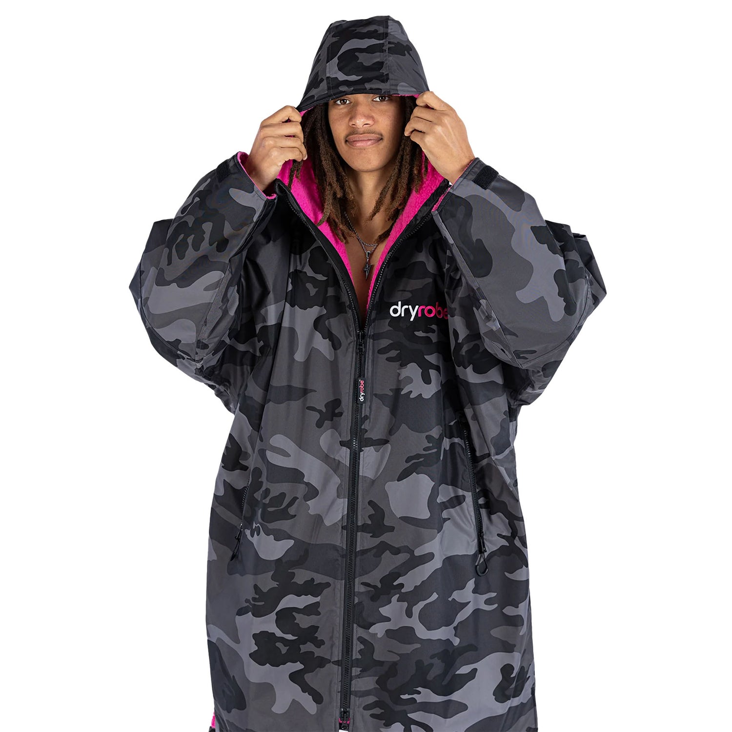 Dryrobe Adult's Advance Long Sleeve Camo/Pink Camo/Pink / S-Camo/Pink / M #- 53 Degrees North 