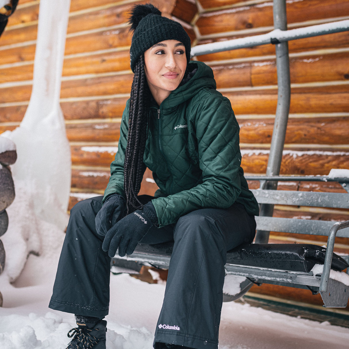 Columbia Winter Blur Pom Pom Beanie Black-Daredevil-Moonvista #- 53 Degrees North 