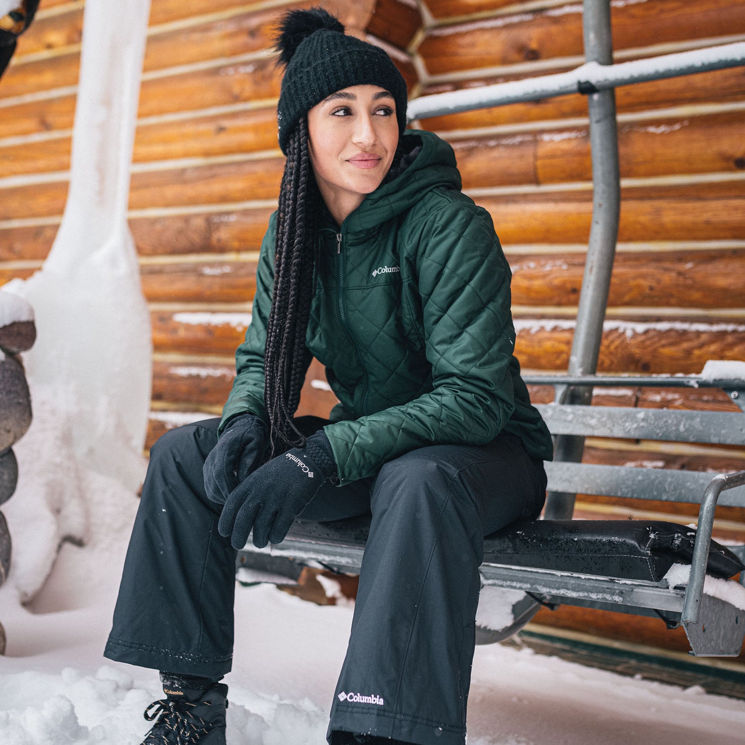 Columbia Winter Blur Pom Pom Beanie Black-Daredevil-Moonvista #- 53 Degrees North 