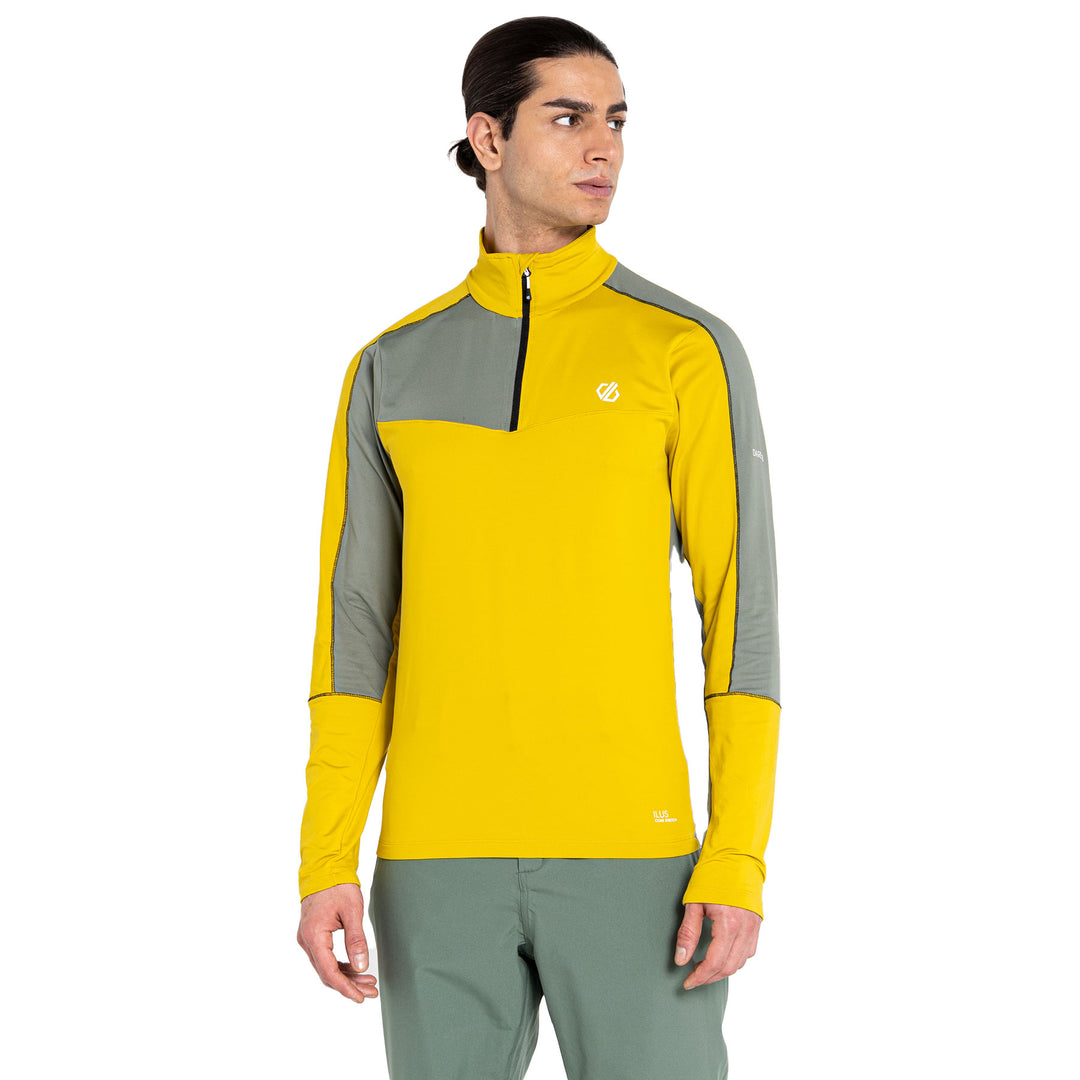 Dare 2b Men's Dignify II Half Zip Core Stretch Midlayer Sweater #color_moss-yellow-agave-green