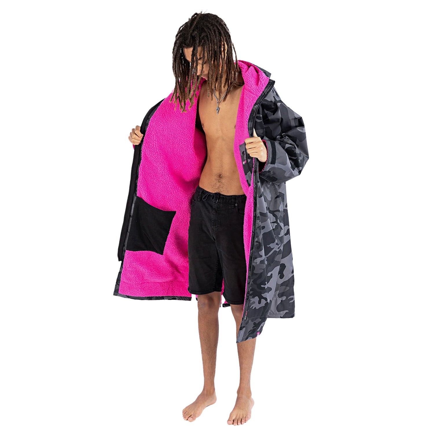 Dryrobe Adult's Advance Long Sleeve Camo/Pink Camo/Pink / S-Camo/Pink / M #- 53 Degrees North 