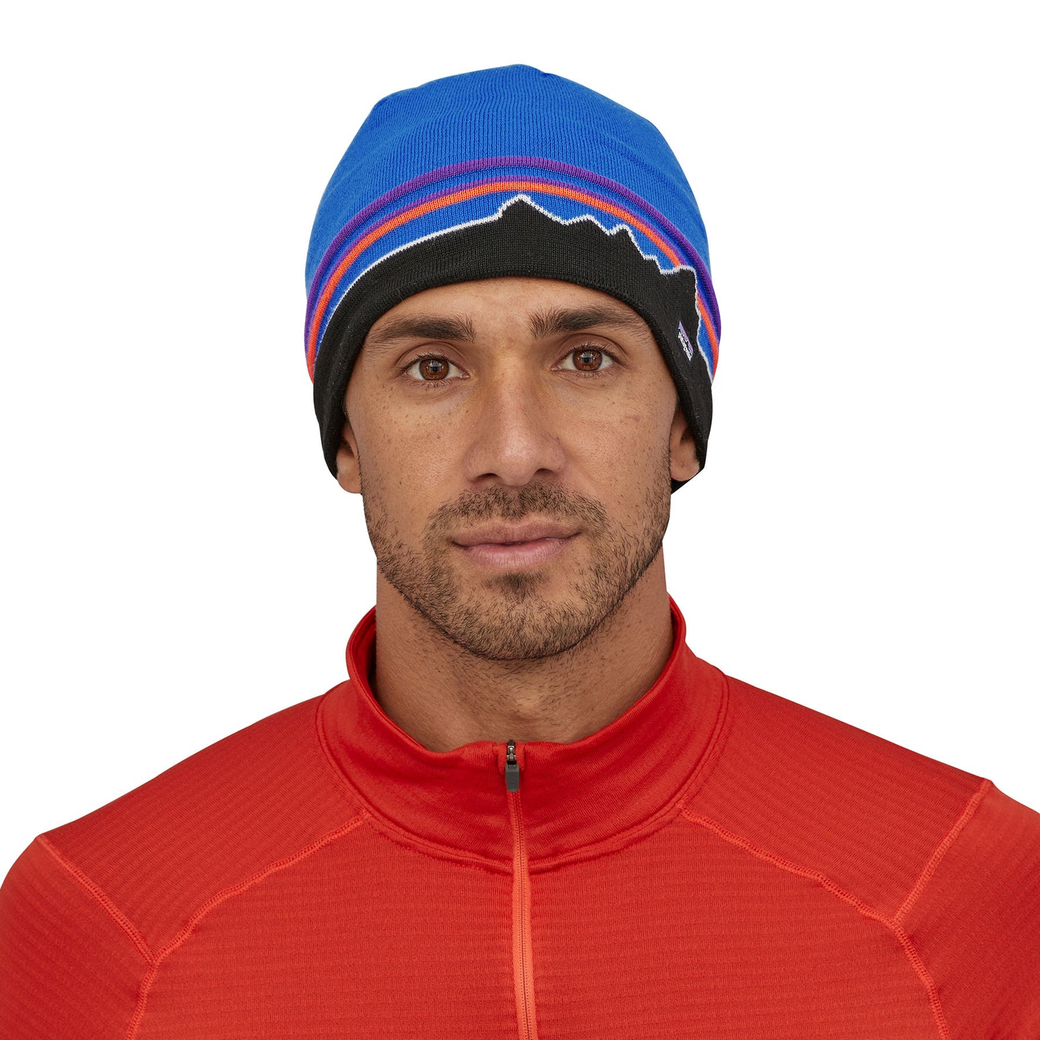 Patagonia Beanie Hat Black-Classic Fitz Roy/Andes Blue-Logo Belwe/Black #- 53 Degrees North 