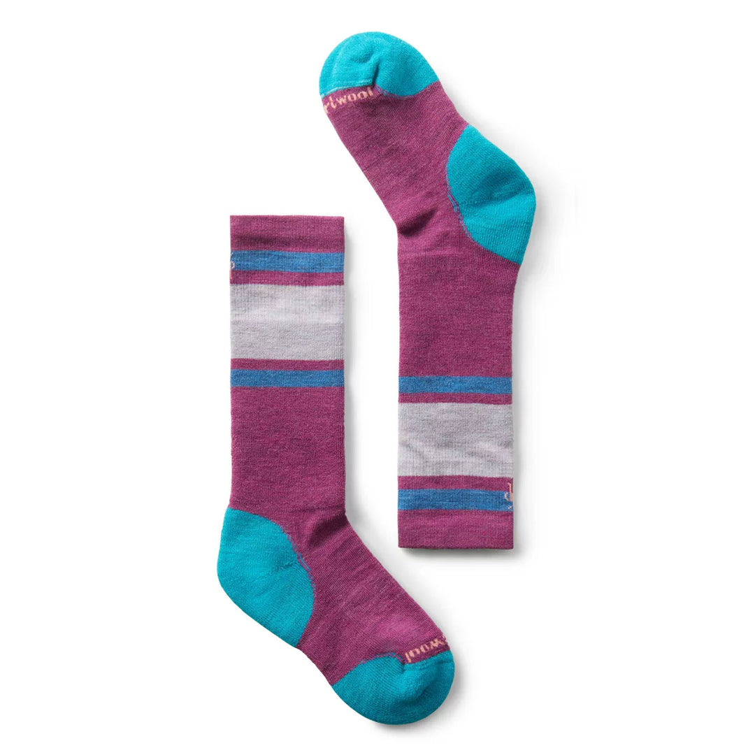 Smartwool Kids' Wintersport Full Cushion Stripe Over The Calf Socks #color_meadow-mauve