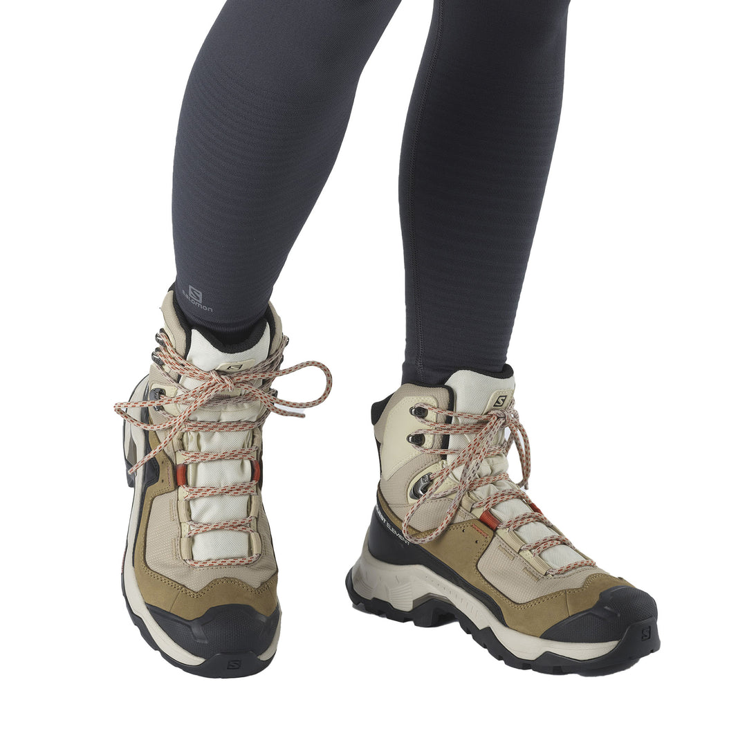 Salomon Women's Quest Element GORE-TEX Hiking Boots #color_safari-vanilla-ice-mecca-orange