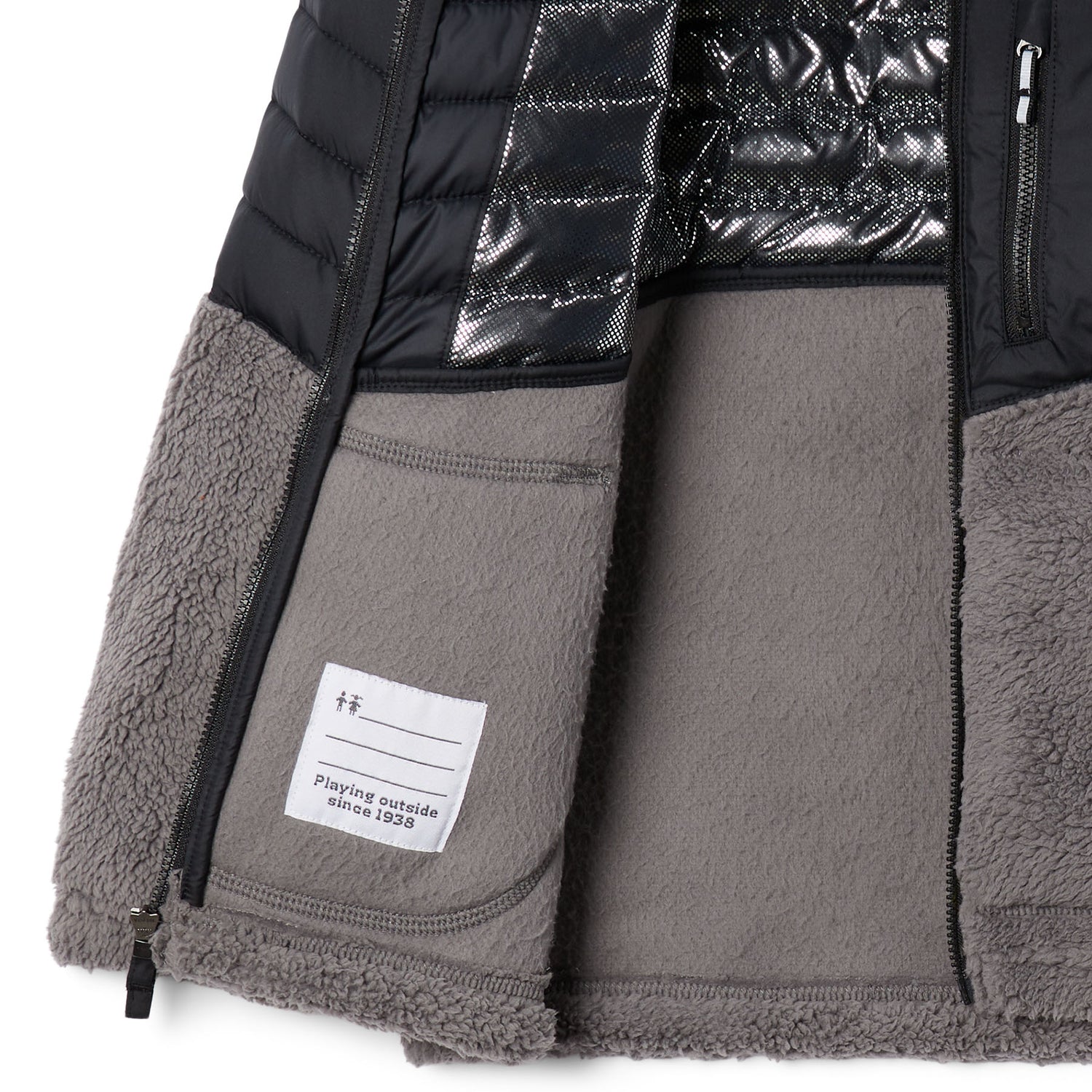 Columbia Boys' Powder Lite Novelty Hooded Jacket Black/City Grey / Age 4-5-Black/City Grey / Age 6-7-Black/City Grey / Age 8-9-Black/City Grey / Age 10-11-Black/City Grey / Age 12-13 #- 53 Degrees North 